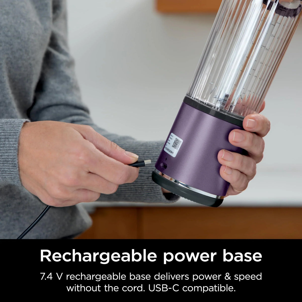 2026 NewNinja Blast Portable Blender, Cordless, 18oz. Vessel, Personal Blender for Shakes & Smoothies, BPA Free, Leakproof Lid & Sip Spout, USB-C Rechargeable, Dishwasher Safe Parts, Metallic Purple,