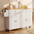2026 NewLofka 52-Inch Kitchen Island with Storage on Wheels with Wood Drop Leaf, Ideal for Small Kitchens