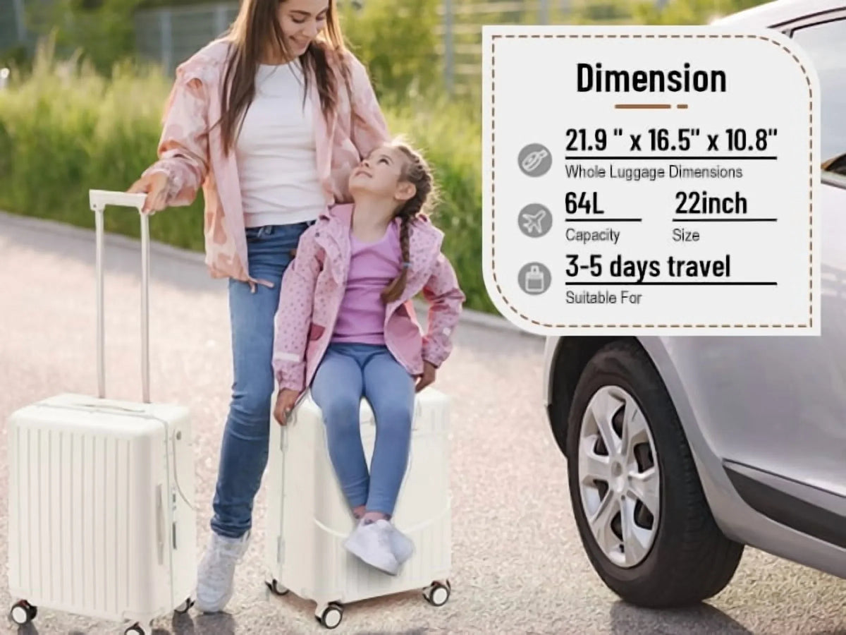 2026 New22 Inch TSA Lock Luggage with for Kids& Adult,Check in Lockable Spinner Wheels Free Luggage Cover and Safety Seatbelt Travel Suitcase