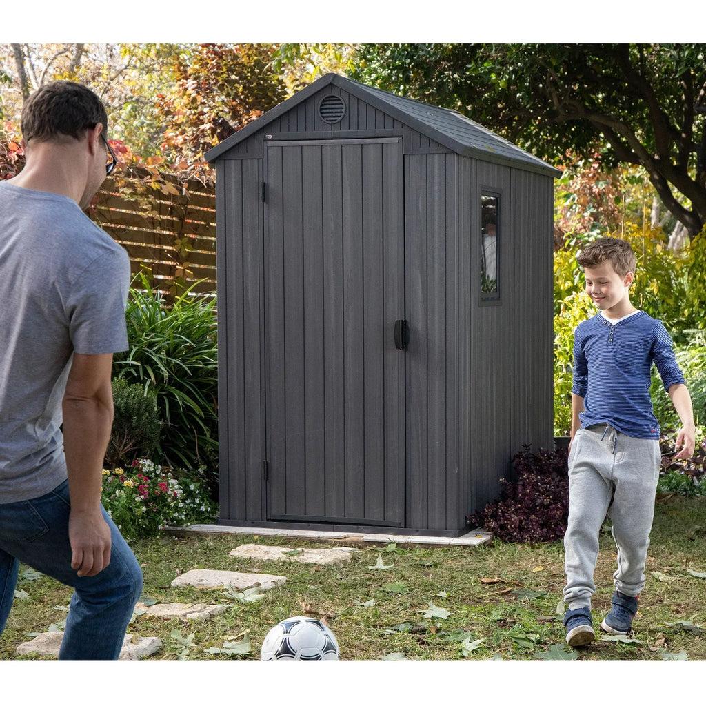 2026 NewKeter Darwin 4' x 6' Outdoor Garden Tool Storage Shed w/ Window, Graphite