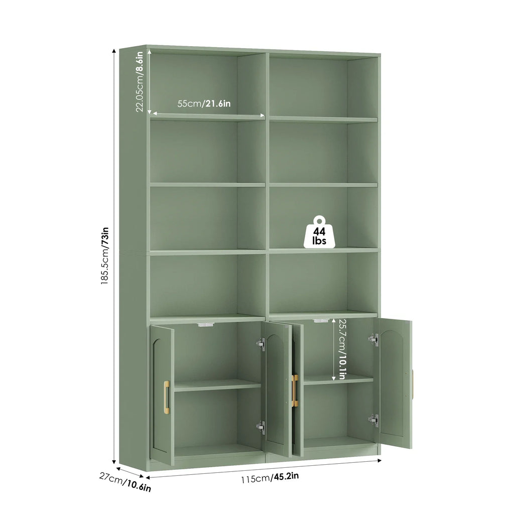 2026 NewHomfa 73" Tall Bookcases with Doors, 8 Cubes 6-Tier Double Row Bookshelf, White Bookcase for Living Room Home Office