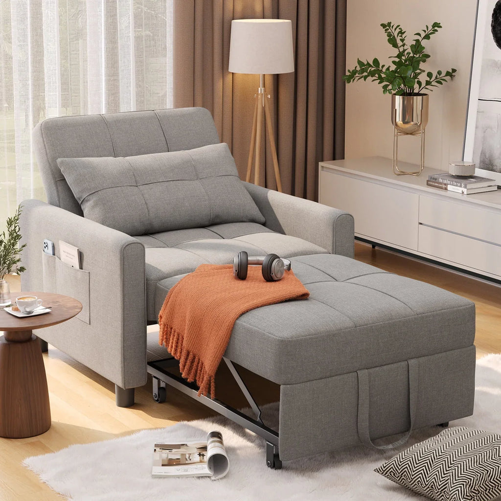 2026 NewSofa Bed, Lofka 3-in-1 Convertible Sleeper Sofa with Storage, Adjustable Backrest & Pull Out Function - Sleeper Chair for Small Space, Apartment, Dark Grey