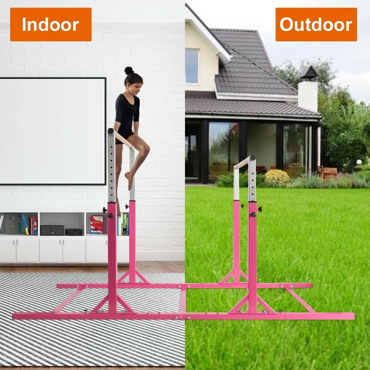 2026 NewCostway Kids Gymnastics Parallel Bars Double Horizontal Bars Adjustable Width Height
