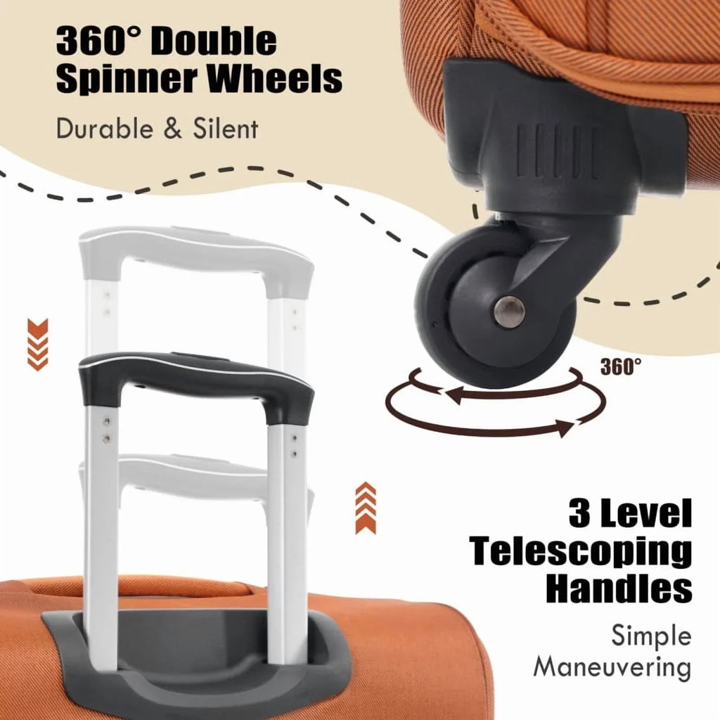 2026 NewSoftside Luggage Expandable 3 Piece Set Suitcase Upright Spinner Softshell Lightweight Luggage Travel Set
