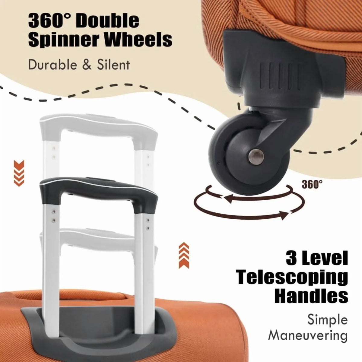 2026 NewSoftside Luggage Expandable 3 Piece Set Suitcase Upright Spinner Softshell Lightweight Luggage Travel Set