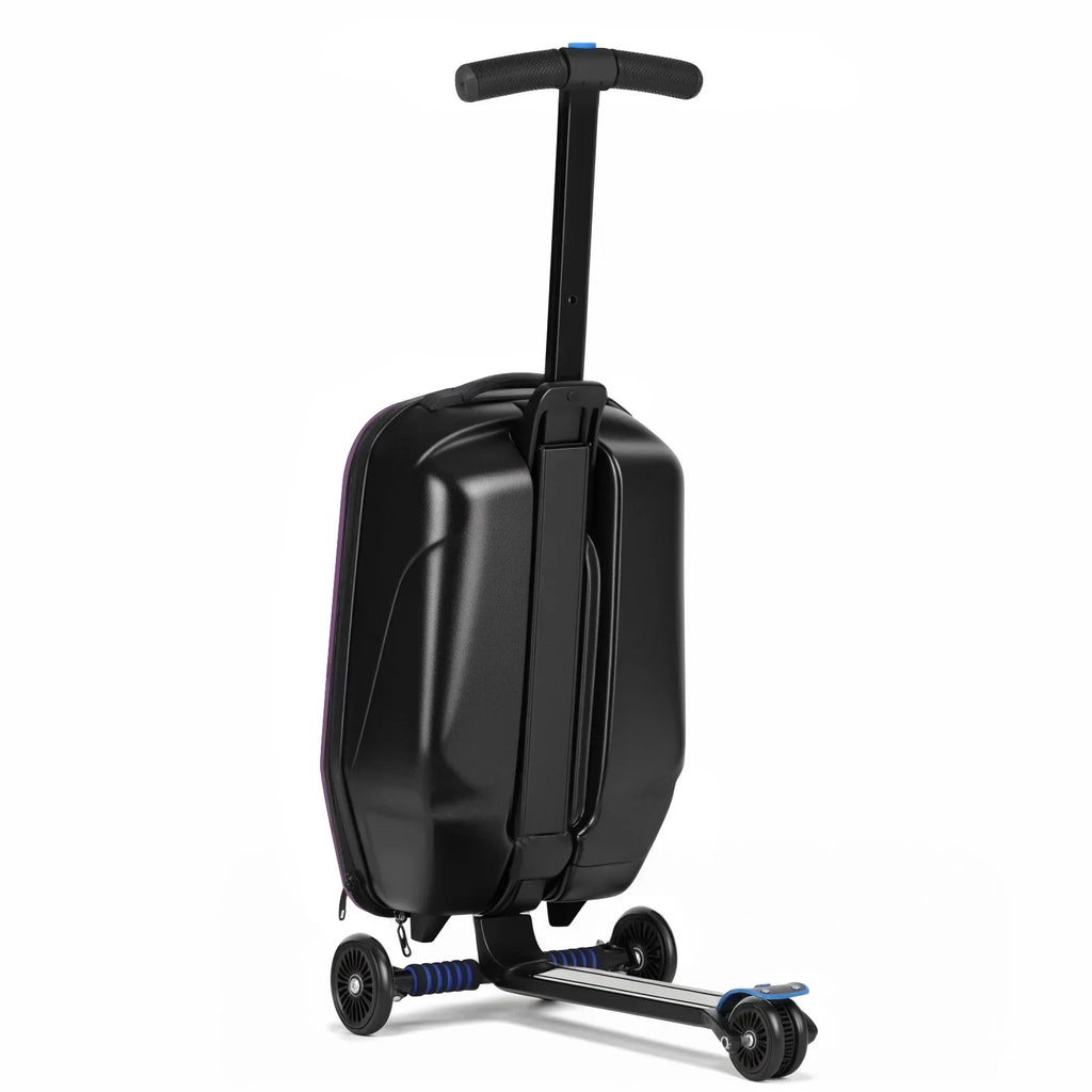 2026 NewAdvwin Scooter Luggage for Kids & Adults, Hardside Ride on Suitcase for Kids Ages 4-15 Multifunctional Lightweight Foldable Carry on Luggage with Wheels Ride on for Children Teenagers, Pink