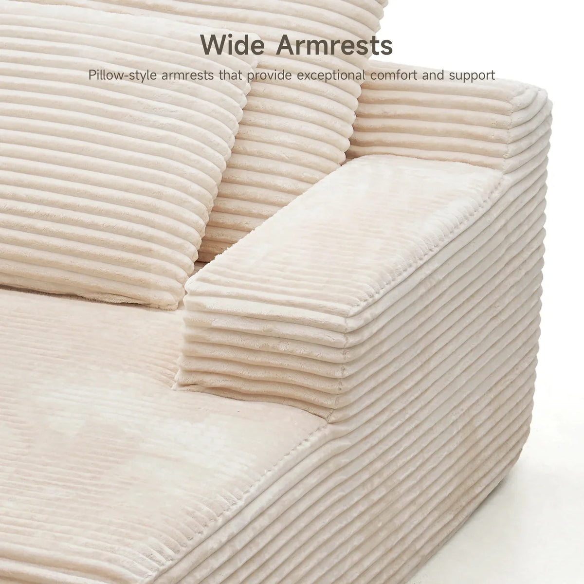 2026 New65" Corduroy Cloud Sleeper Chaise Lounge Chair, No Assembly Sofa Bed with Pillows, Beige