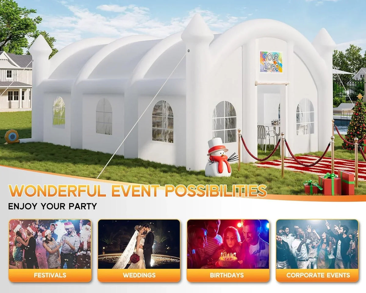 2026 NewJocisland 20x16x14 ft Large Black Inflatable Night Club Tent for Adults with 2 Side Doors, Inflatable Nightclub with Logo Area Gazebo Event House