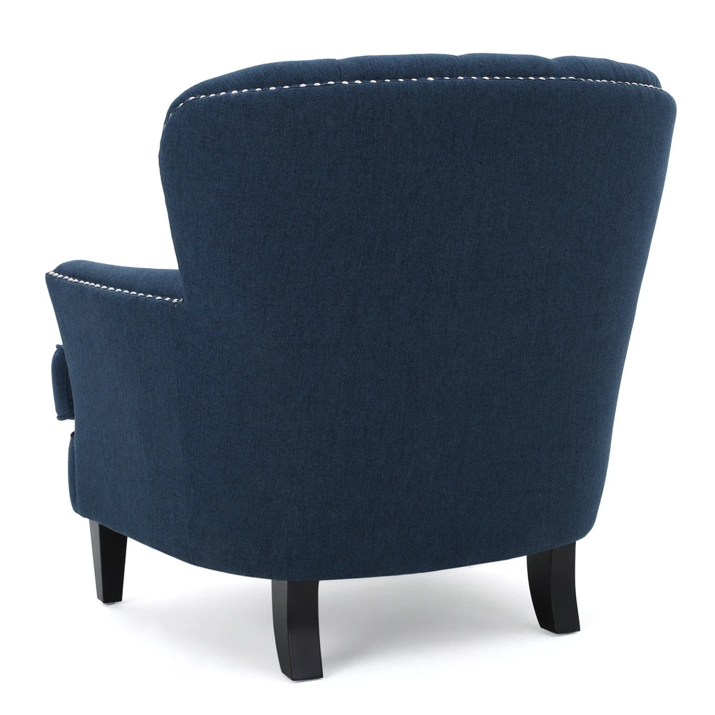 2026 NewNoble House Tanner Tufted Fabric Club Accent Chair, Dark Blue