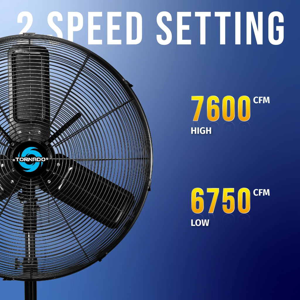2026 NewTornado - 20 Inch High Velocity Metal Oscillating Pedestal Fan - Commercial, Industrial Use Water-Resistant