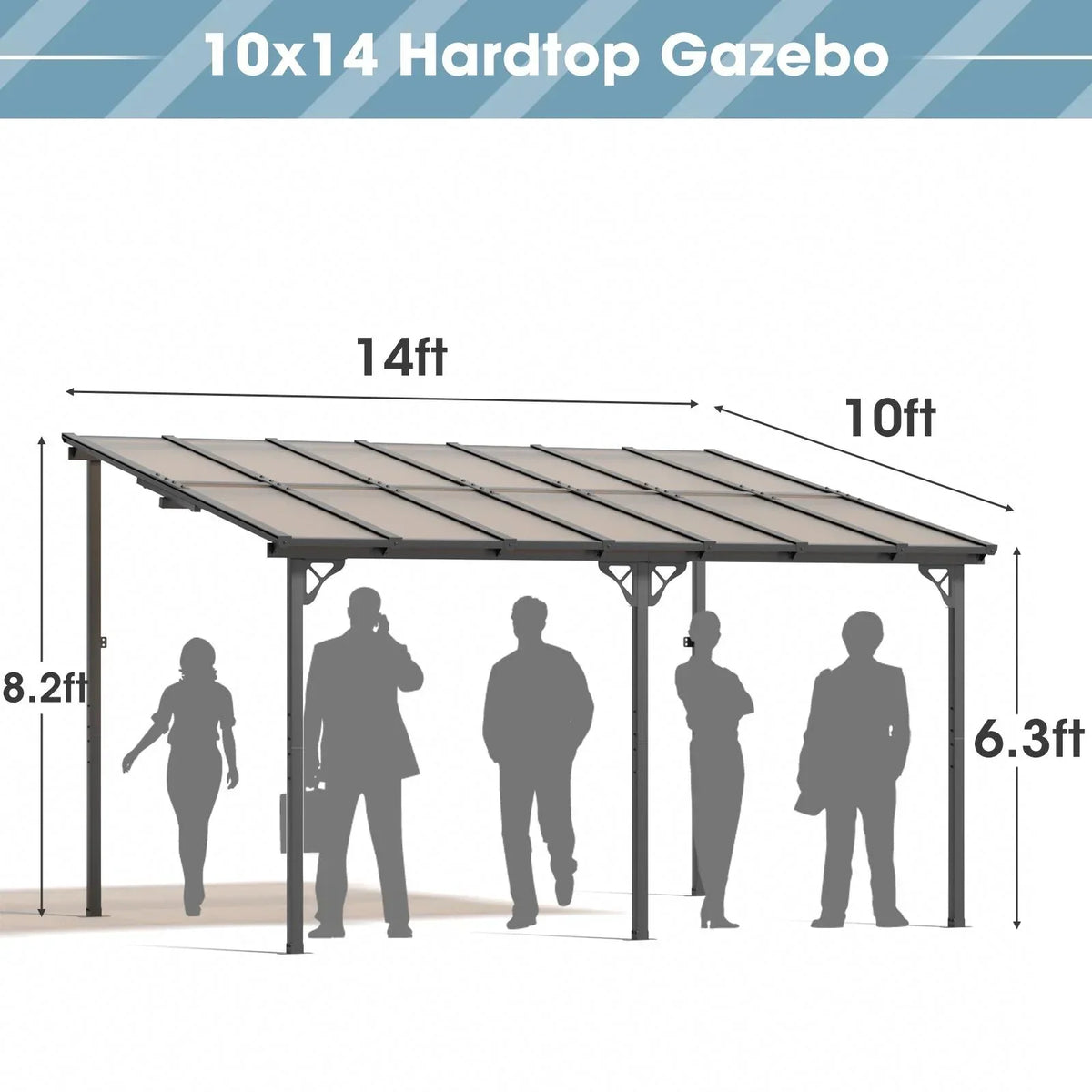2026 NewAoxun 8' x 5' Gazebo for Patio, Gazebo Pergola with Sloped Roof, Grill Gazebo Large Wall-Mounted Heavy Duty Awnings, for Backyard, Deck, Patio