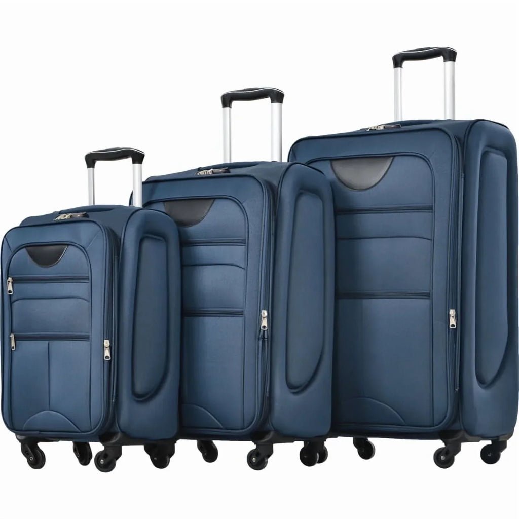 2026 NewSoftside Luggage Expandable 3 Piece Set Suitcase Upright Spinner Softshell Lightweight Luggage Travel Set