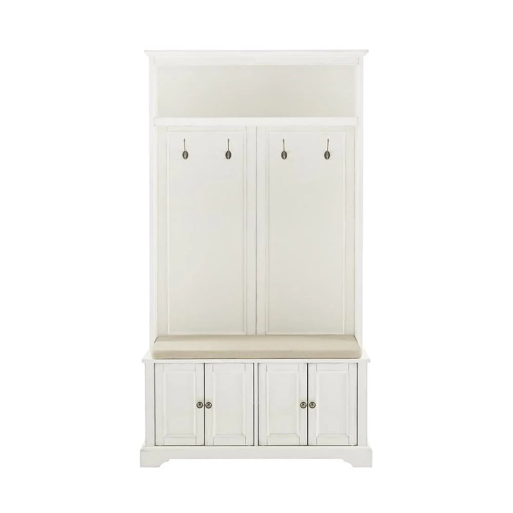 2026 NewBowery Hill Traditional Wood Hall Tree in Seafoam Blue/Oatmeal