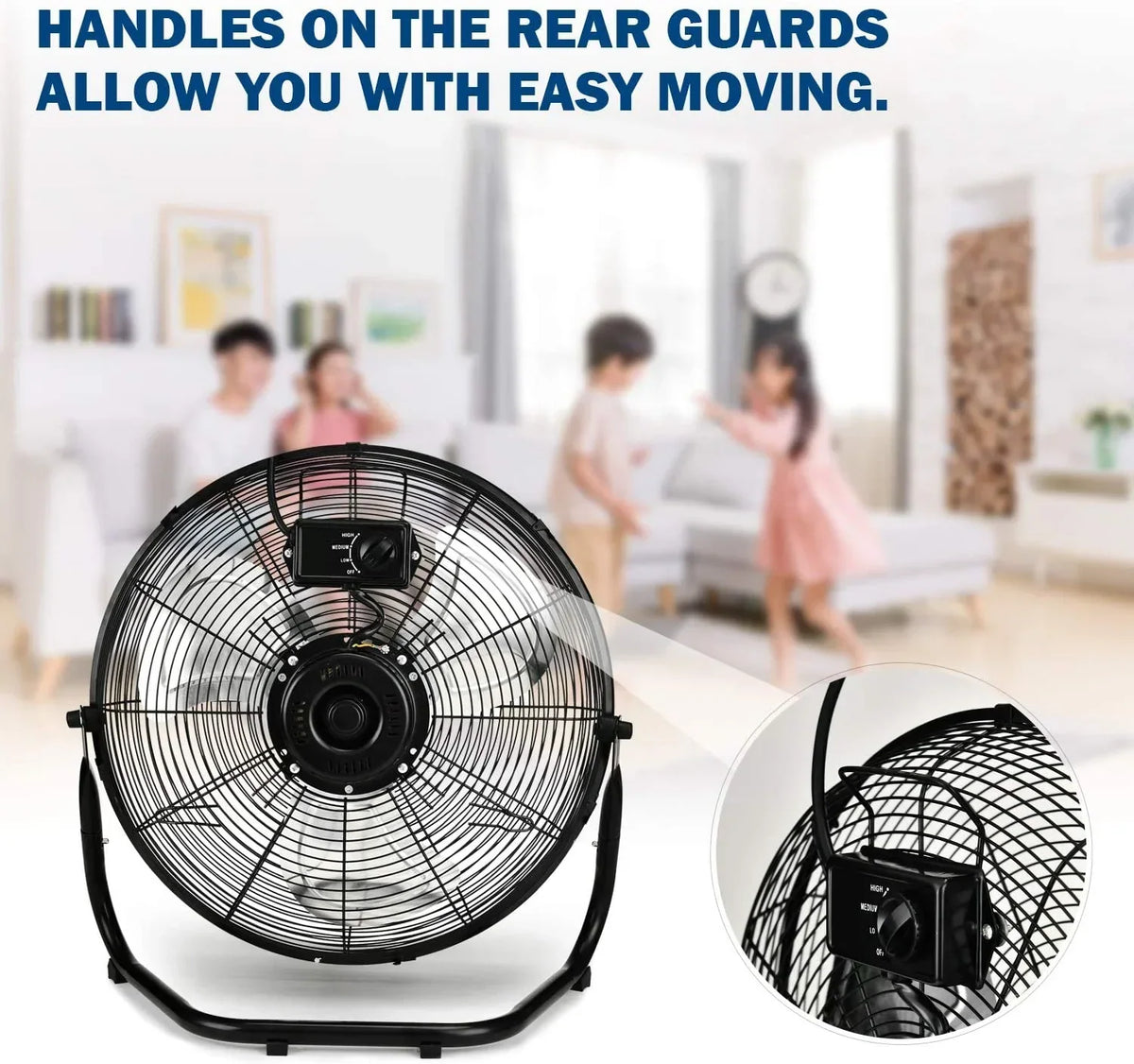 2026 NewSimple Deluxe 18 inch 3-Speed High Velocity Heavy Duty Metal Industrial Floor Fans Quiet for Home Commercial, Black, 2 Pack