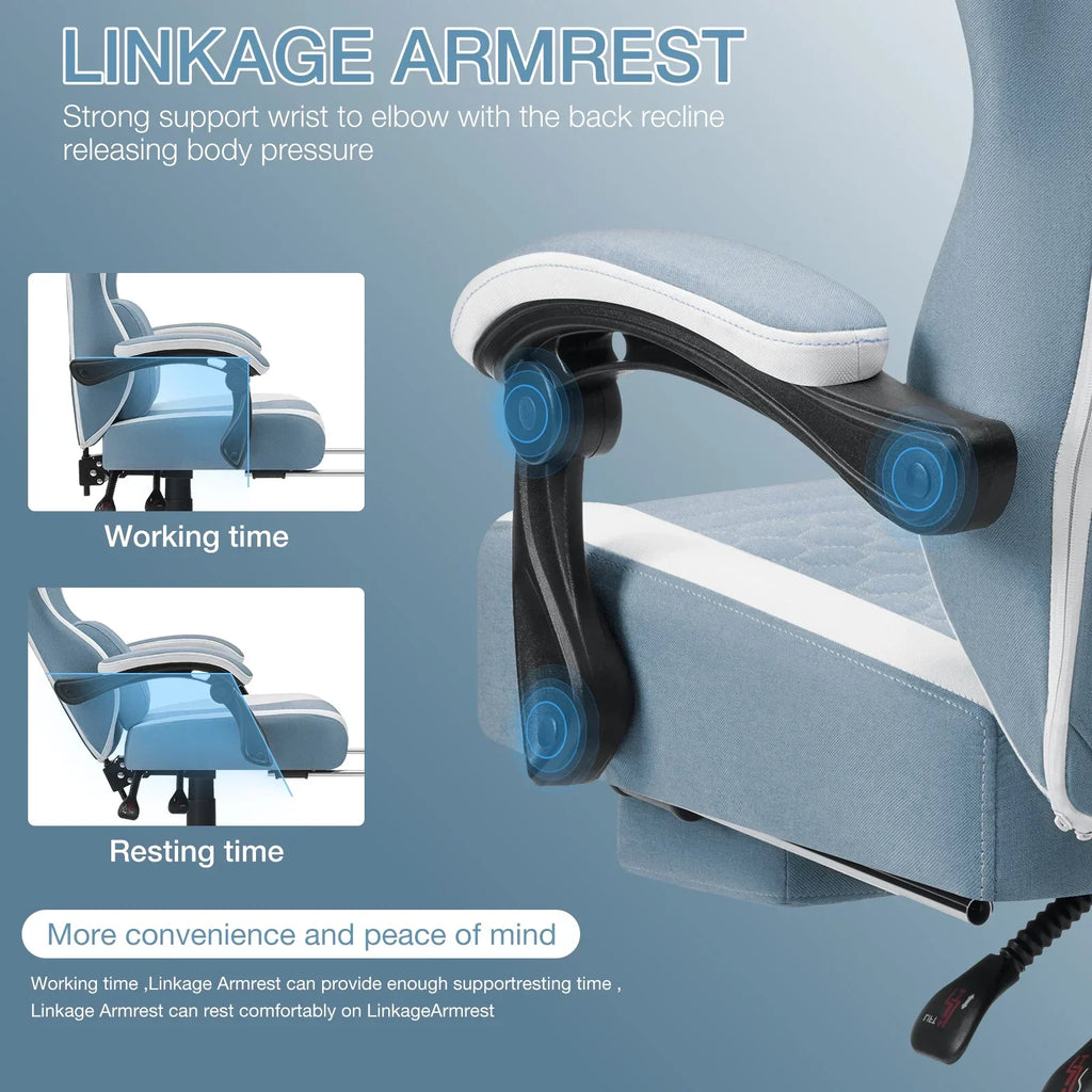 2026 NewHoffree Gaming Chair with Massage Fabric Office Chair with footrest for Adults, Ergonomic Gamer Chair with Headrest and Lumbar Support for Office Gaming, 440 LBS