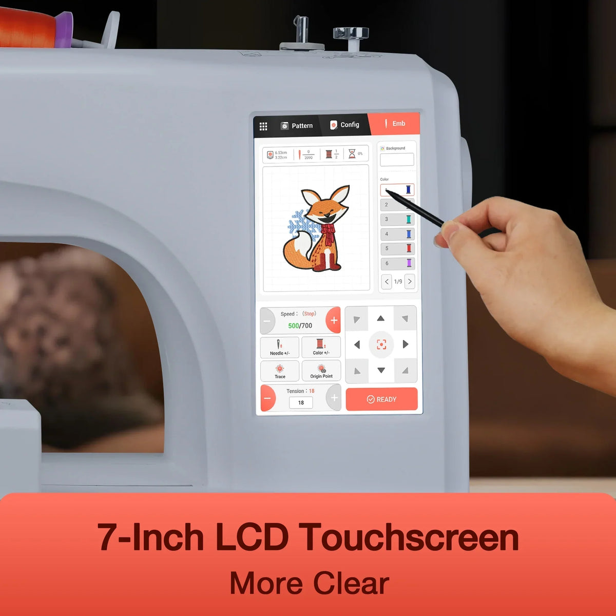 2026 NewPoolin EOC05 Embroidery Machine 4x9.25" Area, 7" Touch Screen with kit