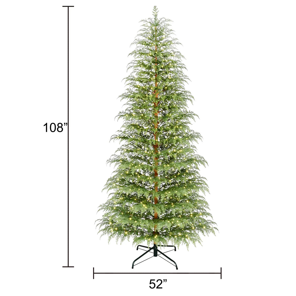 2026 New9' Pre-Lit Green Cypress Artificial Christmas Tree with 600 Warm White Twinkle LED Lights, by My Texas House