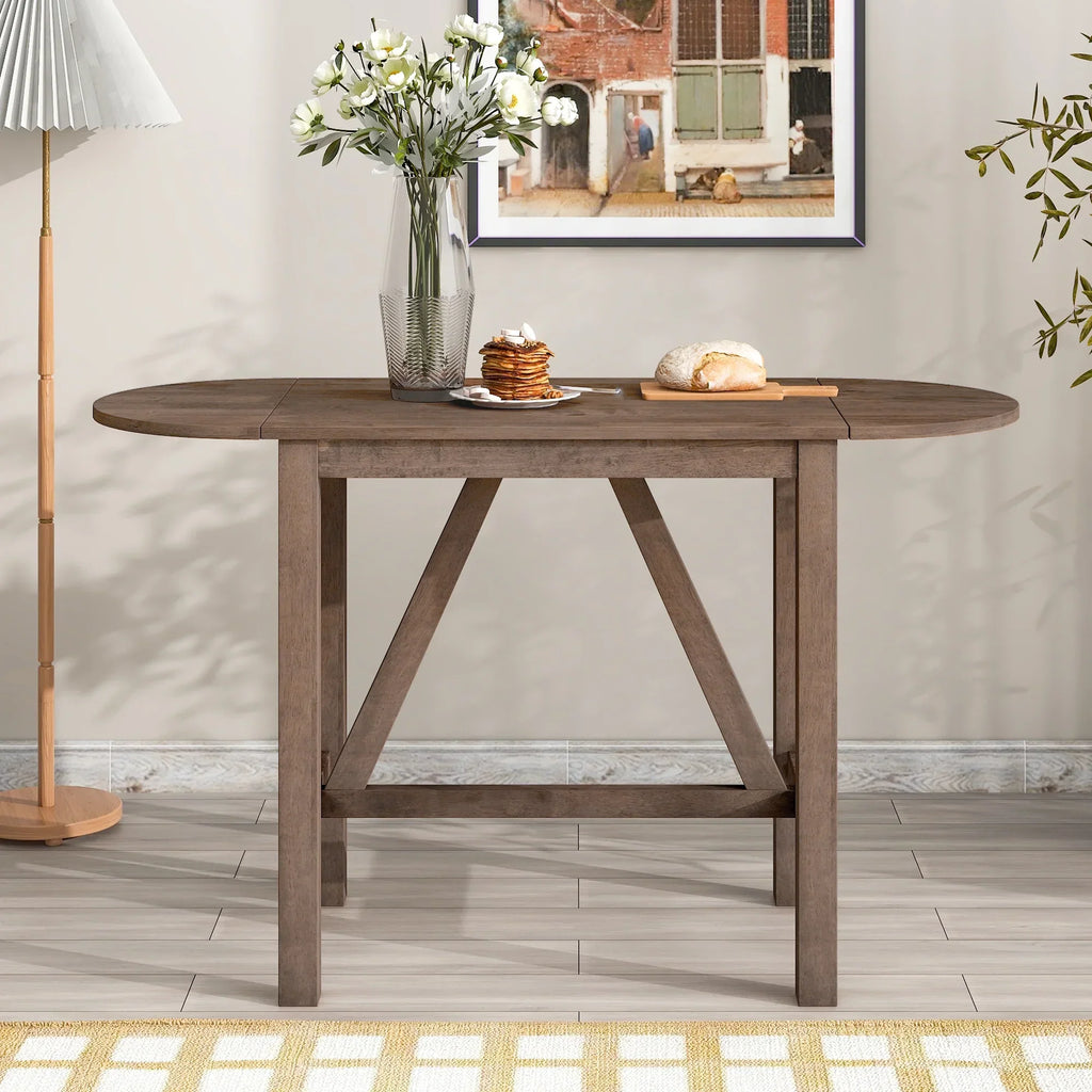 2026 NewHarper & Bright Designs 3 Piece Wood Folding Dining Table Set Drop Leaf Table with 2 Padded Counter Height Dining Chairs for Small Place, Brown