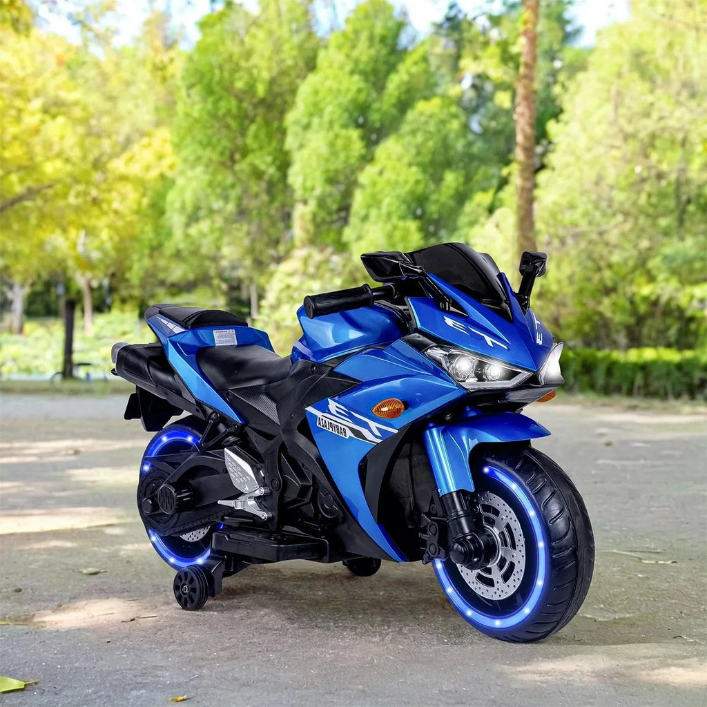 2026 New2 Seats Electric Dirt Bike Motorcycle for Kid 3-8, 12V Kids Motorcycle with Manual Throttle, Lighting Wheels, Music Function, Max Load 99LB (Blue)