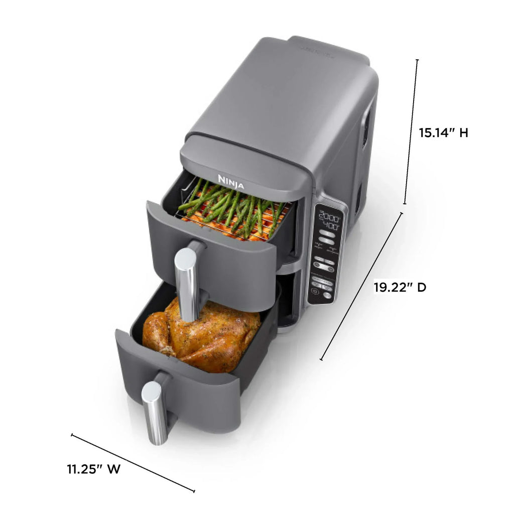 2026 NewNinja DoubleStack XL 2-Basket Air Fryer, DoubleStack Technology Cooks 4 Foods at Once, Space Saving Design, 10 QT, 4-in-1, Smart Finish & Match Cook, SL400