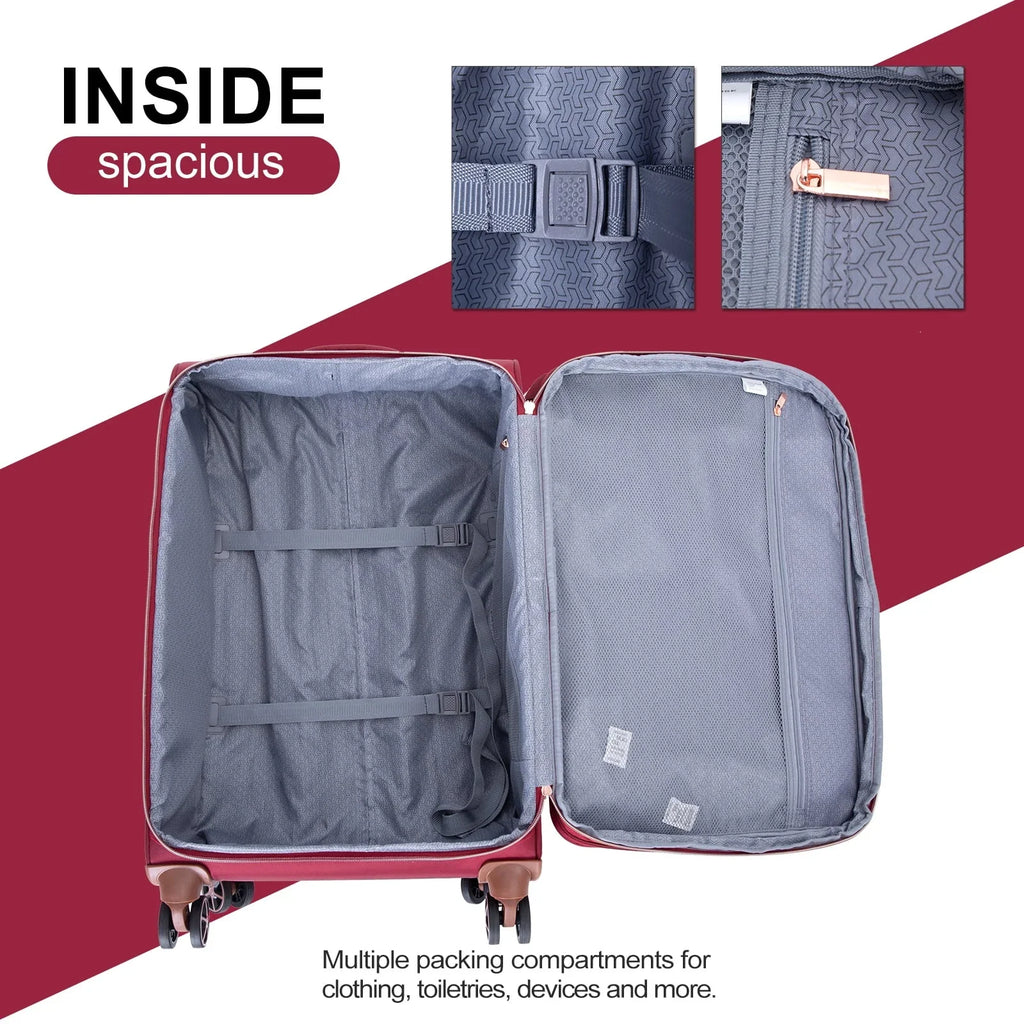 2026 NewTravelhouse 4 Piece Luggage Set Softside Expandable Lightweight Suitcase with Double Spinner Wheels.(Black)