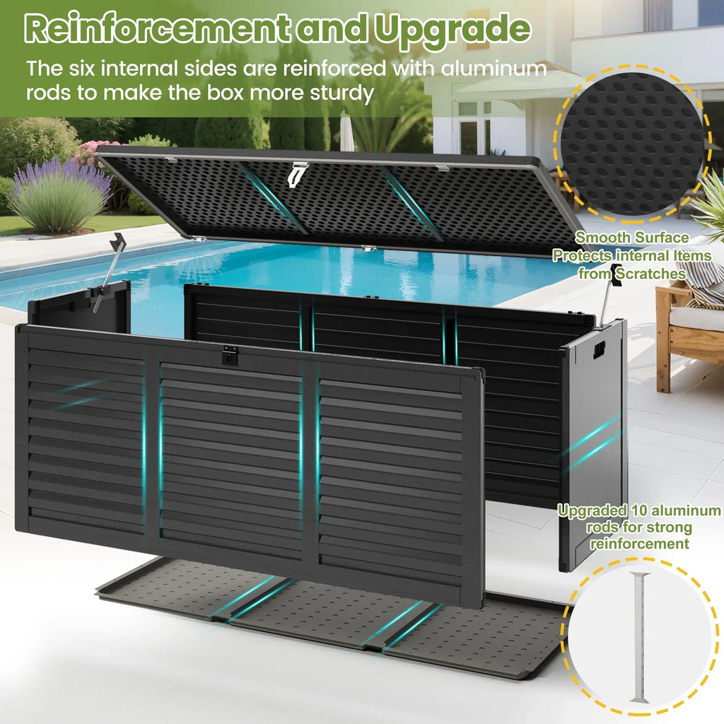 2026 NewOutdoor Storage Box, 130GAL Waterproof Deck Box, Lockable Pool Patio Storage Indoor Toy Box, Outdoor Storage Bench for Porch, Max Load Weight 500LBS