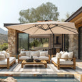 2026 NewAlpha Joy 12x9ft Outdoor Patio Umbrella Large Rectangle Offset Cantilever Double Umbrella with 360°Rotation, Beige