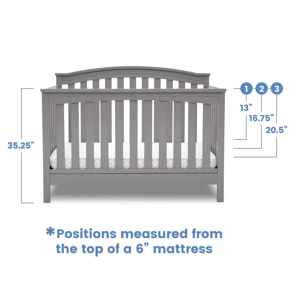2026 NewDelta Children Waverly 6-in-1 Convertible Baby Crib. Grey