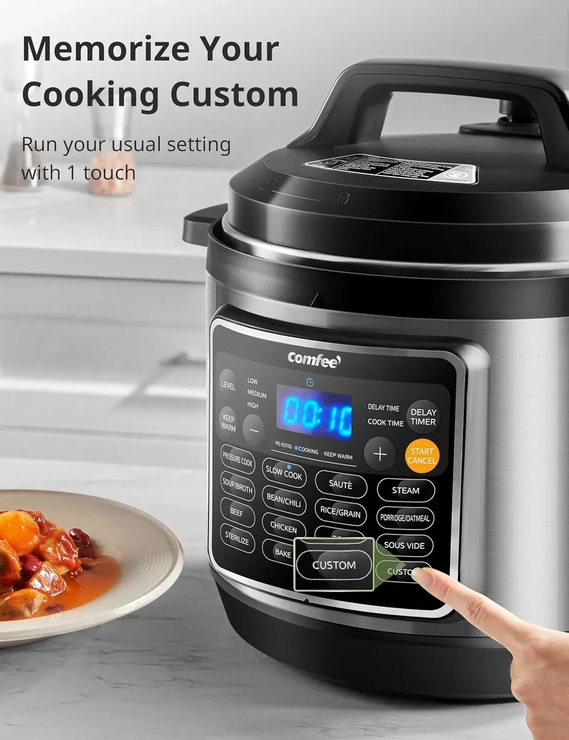 2026 NewCOMFEE" 16 in 1 Electric Pressure Cooker Instant Multi Cooker Olla de Presion Non-Stick Pot Yogurt Maker Rice Cooker Slow Cooker Saut" Steamer 8 Quarts Stainless Steel