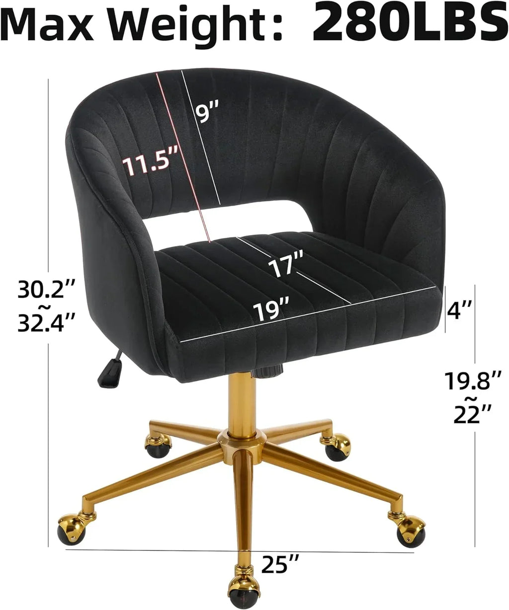 2026 NewWestice Home Office Desk Chairs, Velvet Task Chair, Height Adjustable Swivel Vanity Chair with Golden Base for Vanity Study, Living Room Computer Room, Beige