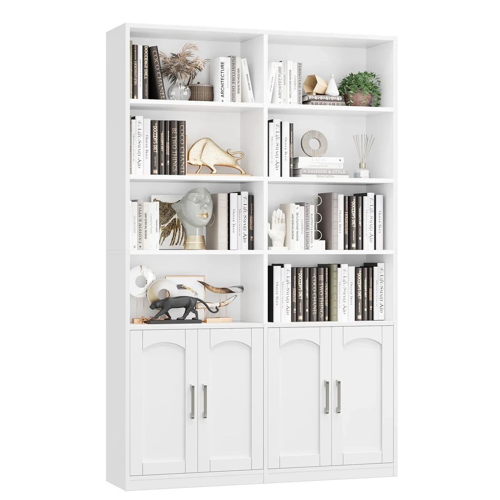 2026 NewHomfa 73" Tall Bookcases with Doors, 8 Cubes 6-Tier Double Row Bookshelf, White Bookcase for Living Room Home Office