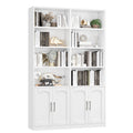2026 NewHomfa 73" Tall Bookcases with Doors, 8 Cubes 6-Tier Double Row Bookshelf, White Bookcase for Living Room Home Office