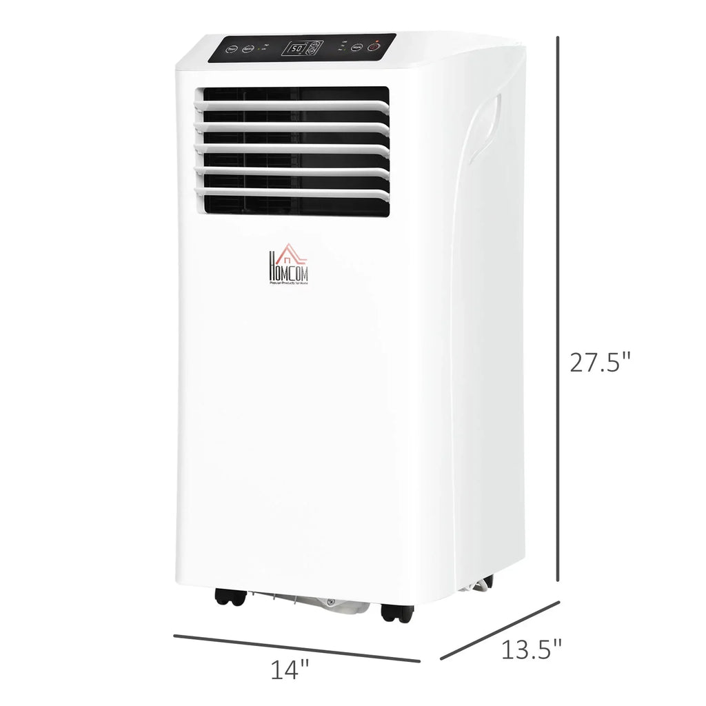 2026 NewHOMCOM 8000 BTU Mobile Portable Air Conditioner with Cooling, Dehumidifier, and Ventilating with Remote Control, 2 Speed Fans, 24-Hour Timer for Bedroom, Living Room, Home Office, White