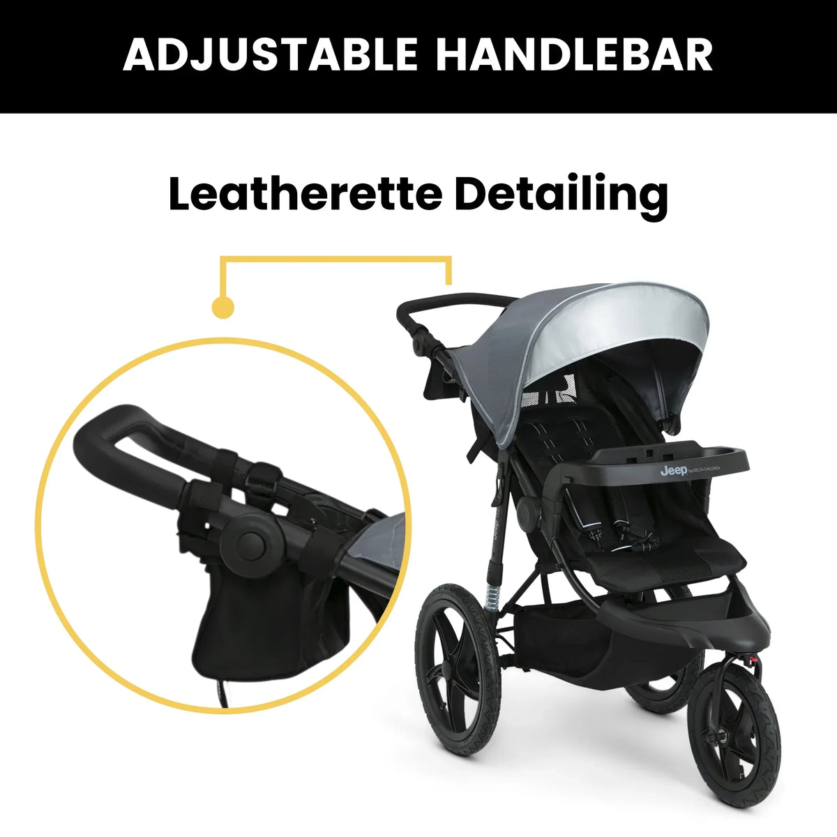 2026 NewJeep TurboGlyde Jogging Stroller by Delta Children, Black