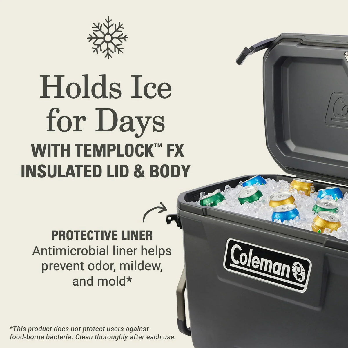 2026 NewColeman Convoy Series 65-Quart Hard Cooler with Wheels, up to 48 Cans, Brown Walnut Color