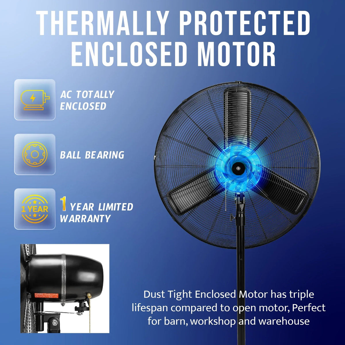 2026 NewTornado - 20 Inch High Velocity Metal Oscillating Pedestal Fan - Commercial, Industrial Use Water-Resistant
