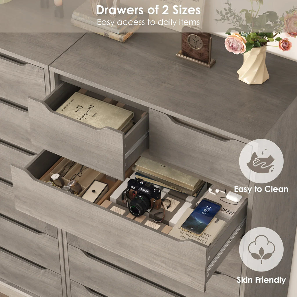 2026 NewHomfa 7 Drawer White Dresser, 51.3"H Wood Storage Cabinet with Upgraded Stable Base, Vertical Chest for Bedroom Living Room
