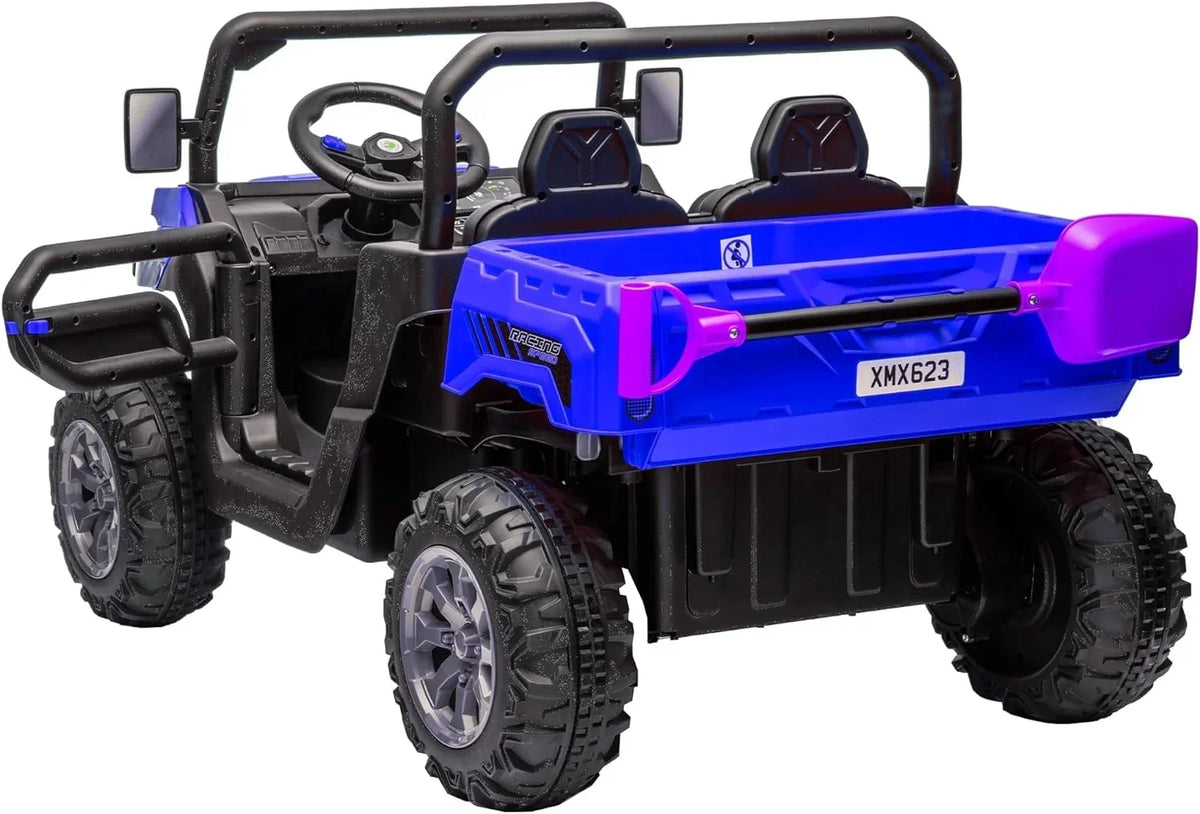 2026 NewXuanlur 24V 2 Seater Kids Ride on Car Truck, Ride on UTV W/ 2x200W Motor, 24 Volt Ride on Toys W/ Dump Bed/Shovel, Electric Car for Kids W/ Durable Tires, LED Light, Music, Remote Control, Black