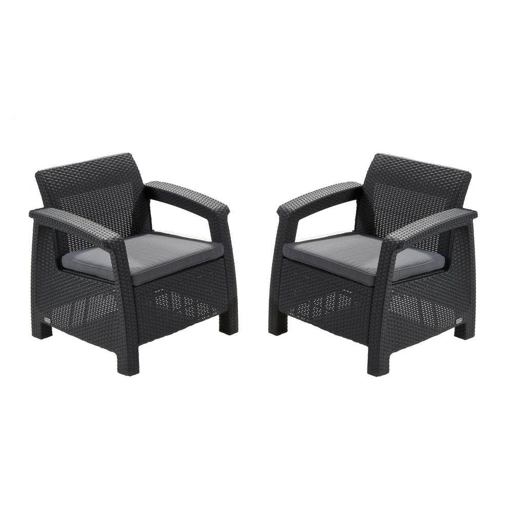 2026 NewKeter Corfu All Weather Resin 4 Piece Patio Conversation Set, Graphite