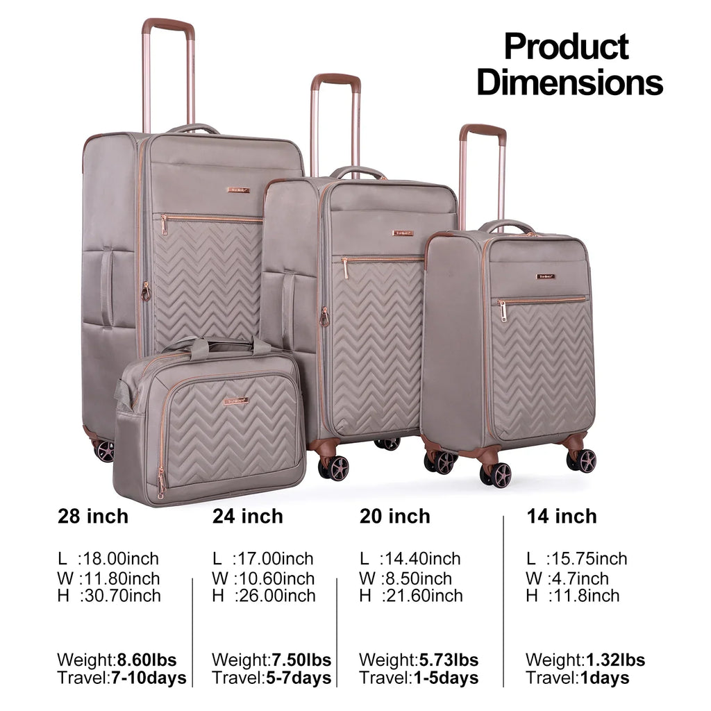 2026 NewTravelhouse 4 Piece Luggage Set Softside Expandable Lightweight Suitcase with Double Spinner Wheels.(Black)