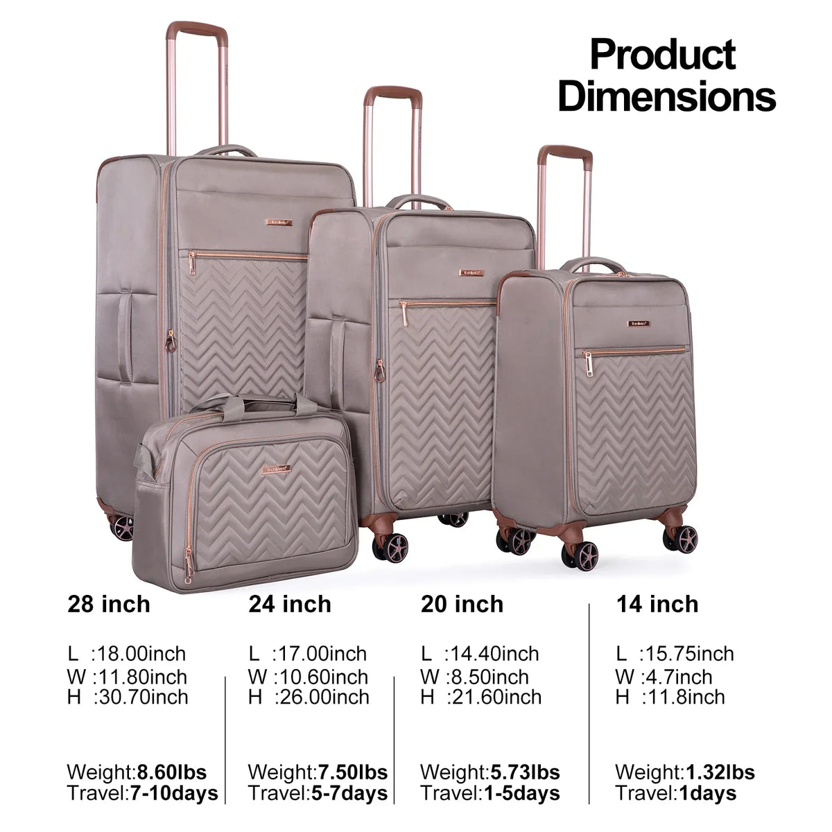 2026 NewTravelhouse 4 Piece Luggage Set Softside Expandable Lightweight Suitcase with Double Spinner Wheels.(Black)