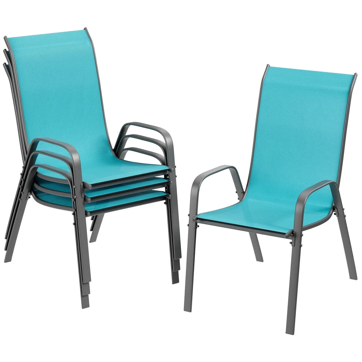 2026 NewPirecart Set of 4 Patio Dining Chairs, Textilene Outdoor Stacking Chairs for Poolside, Backyard, Garden
