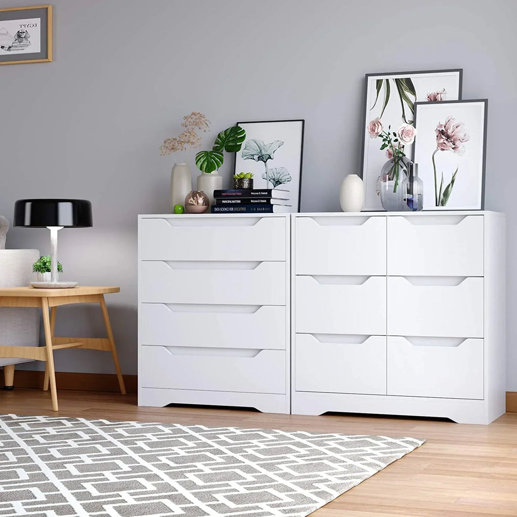 2026 NewHomfa 4 Large Drawers Dresser, Modern Wood Chest of Drawers for Bedroom Hallway Living Room, White