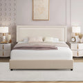 2026 NewVECELO Full Bed Frame with 4 Storage Drawers (Wheeled) and Tufted Upholstered Adjustable Headboard Platform Bed, Beige