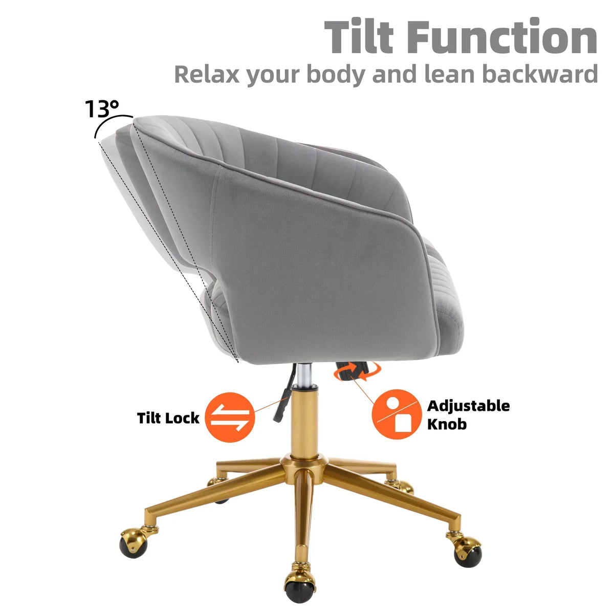 2026 NewWestice Home Office Desk Chairs, Velvet Task Chair, Height Adjustable Swivel Vanity Chair with Golden Base for Vanity Study, Living Room Computer Room, Beige