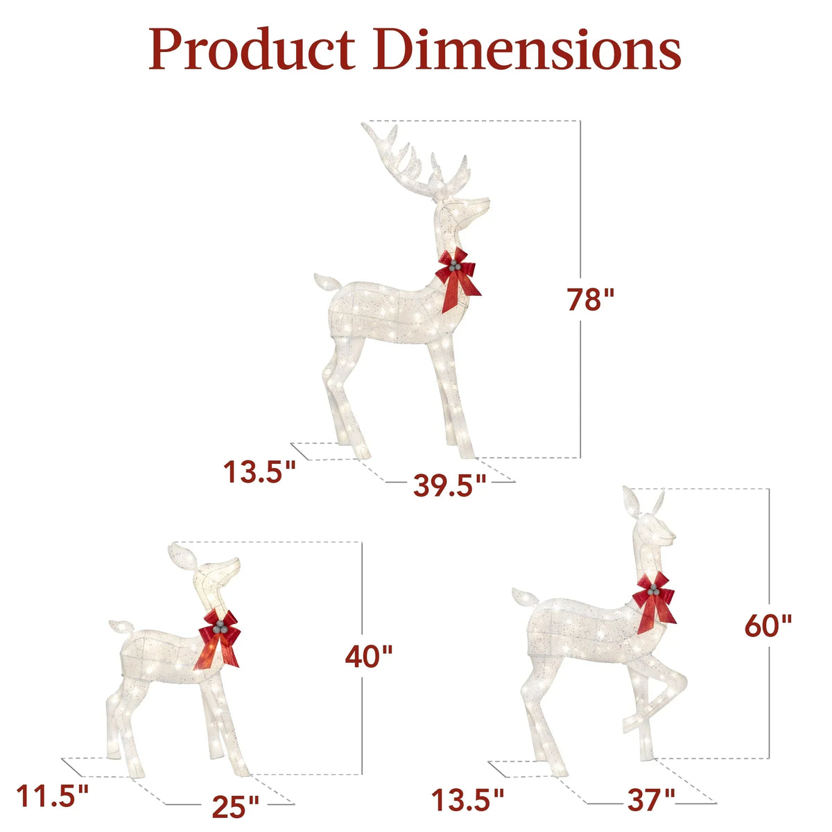 2026 NewBest Choice Products 6.5ft 3-Piece Lighted Christmas Deer Set Outdoor Yard Decoration w/ 385 LED Lights, Stakes - Gold