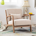 2026 NewBonzy Home Mid Century Modern Accent Chair, Single Fabric Lounge Reading Armchair with Solid Wood Frame, Easy Assembly Arm Chairs for Living Room, Beige