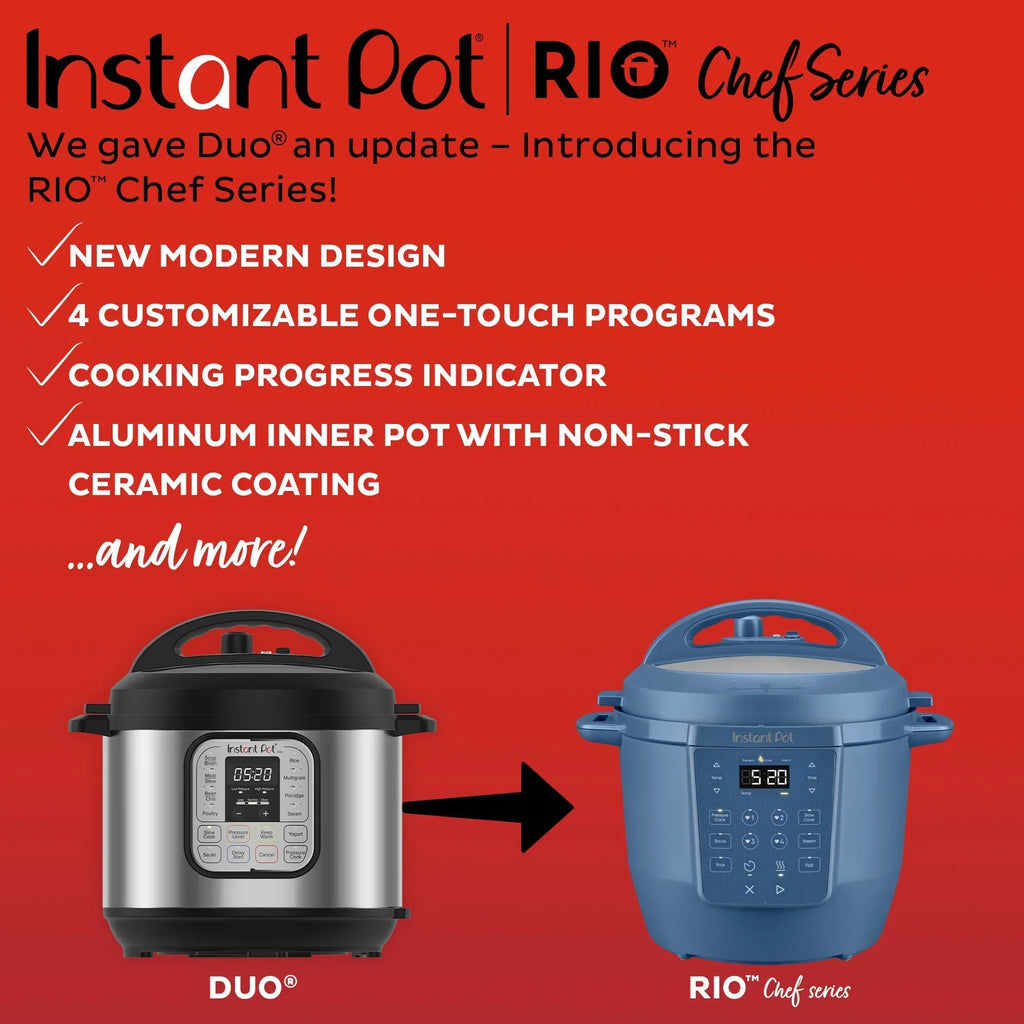 2026 NewInstant Pot 6Qt RIO Chef Series 7-in-1 Multi-Cooker, Pressure Cooker, Slow Cook, & More, Black