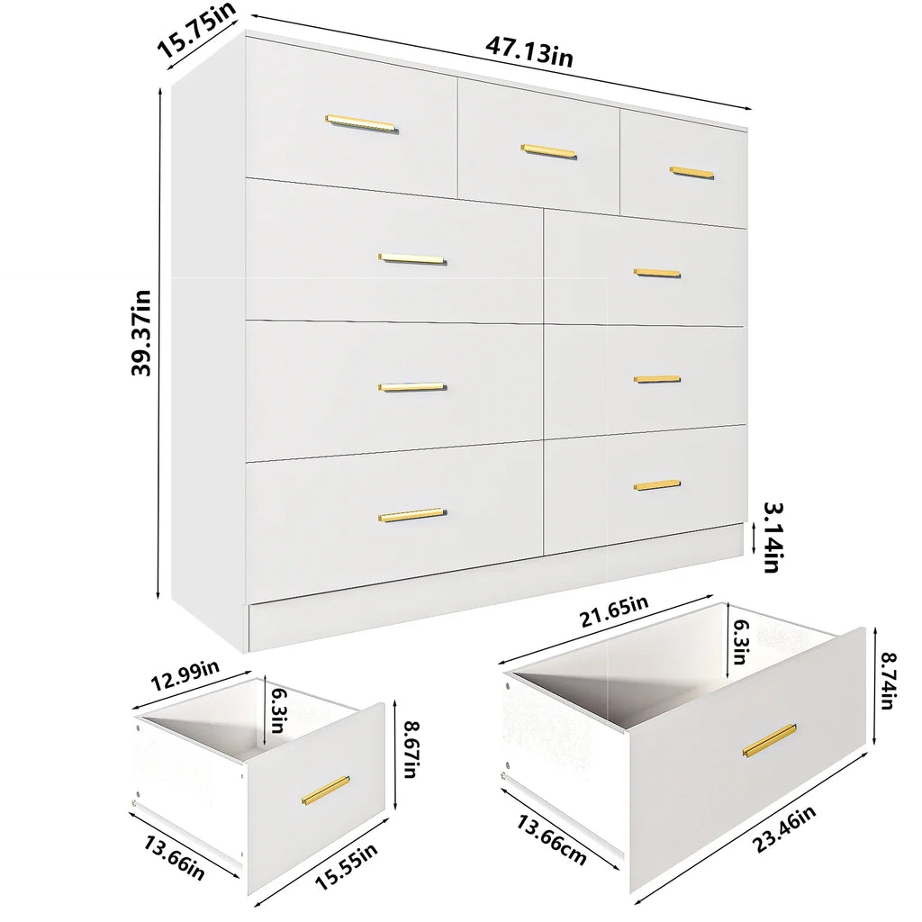 2026 NewKtaxon 6 Drawer Double Dresser Wood Dresser Storage Cabinet Drawer Organizer Chest Of Drawers, White