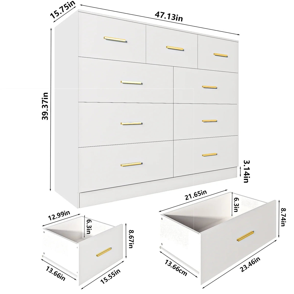 2026 NewKtaxon 6 Drawer Double Dresser Wood Dresser Storage Cabinet Drawer Organizer Chest Of Drawers, White